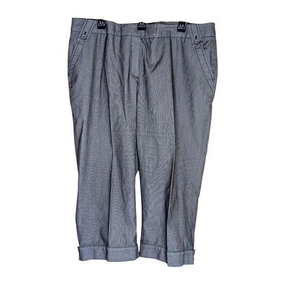 APOSTROPHE Women's BlackWhite Striped Cropped Flat Front Pants - SIZE 20W - Picture 1 of 9